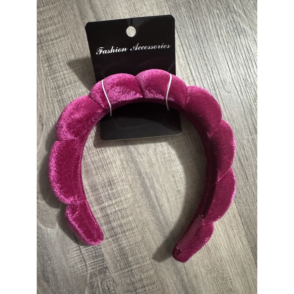 4 Pack Velvet Padded Headbands Fashion Accessories Pink Burgundy Magenta Black - Picture 5 of 9